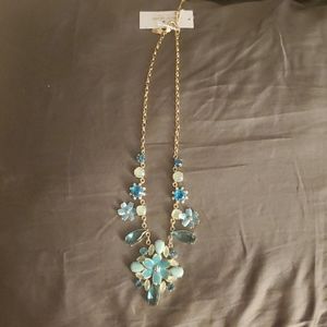 Kate Spade gold/blue flower statement necklace NWT